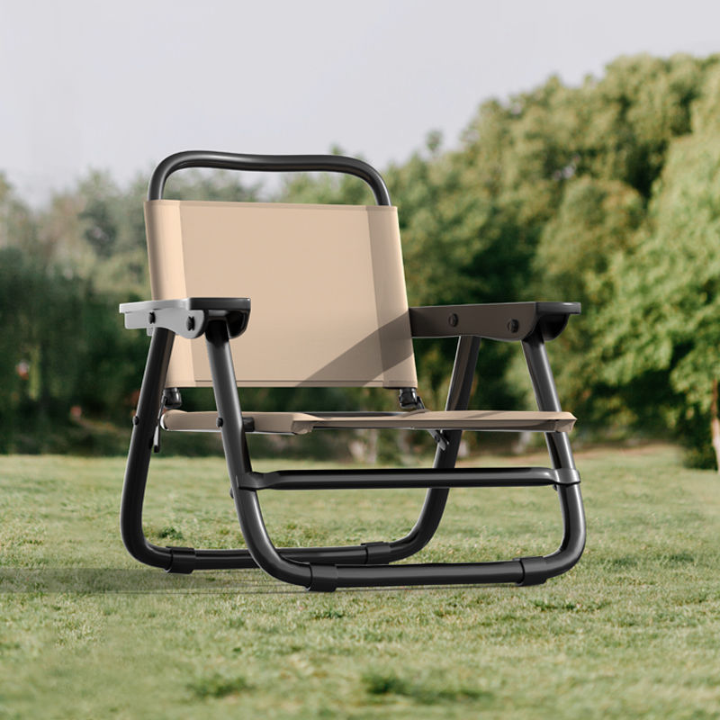 Modern minimalist quadratischer gebogener Oxford-Stoffstahlrohrstuhl mit Rückenlehne und Armlehne für den Außenbereich | Karnz