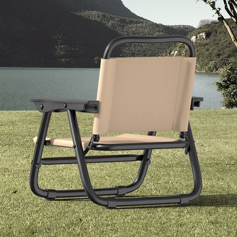 Modern minimalist quadratischer gebogener Oxford-Stoffstahlrohrstuhl mit Rückenlehne und Armlehne für den Außenbereich | Karnz