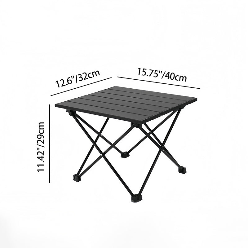 Moderner Minimalistischer Kohlenstoffstahl Aluminium Faltbarer Quadratbeistelltisch für den Außenbereich | Karnz