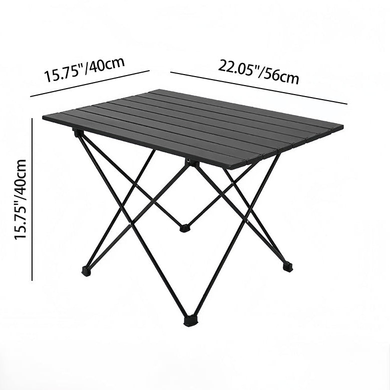 Moderner Minimalistischer Kohlenstoffstahl Aluminium Faltbarer Quadratbeistelltisch für den Außenbereich | Karnz
