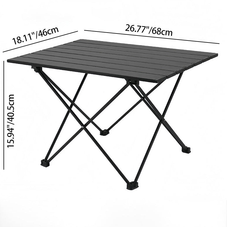 Moderner Minimalistischer Kohlenstoffstahl Aluminium Faltbarer Quadratbeistelltisch für den Außenbereich | Karnz