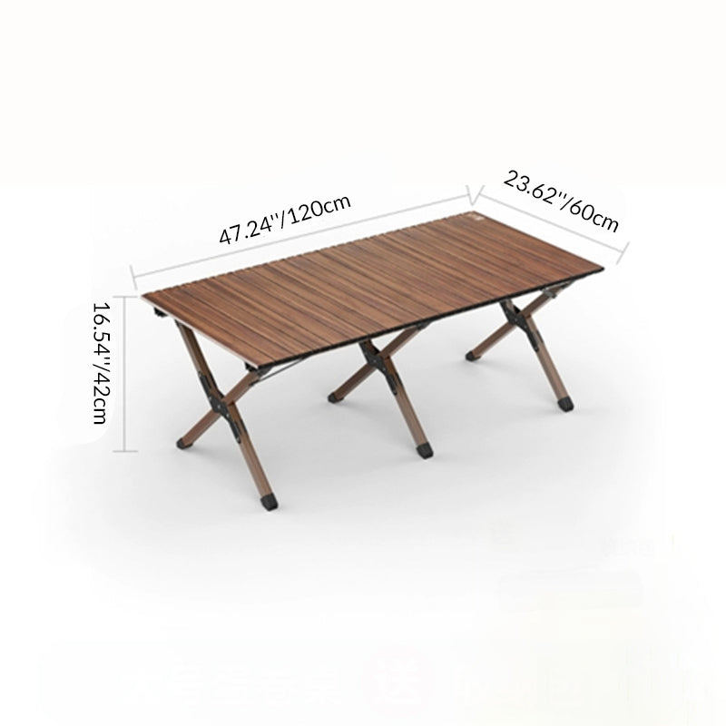 Rechteckiger, klappbarer Outdoor-Kaffeetisch aus Kohlenstoffstahl mit einer Ablage für den Garten