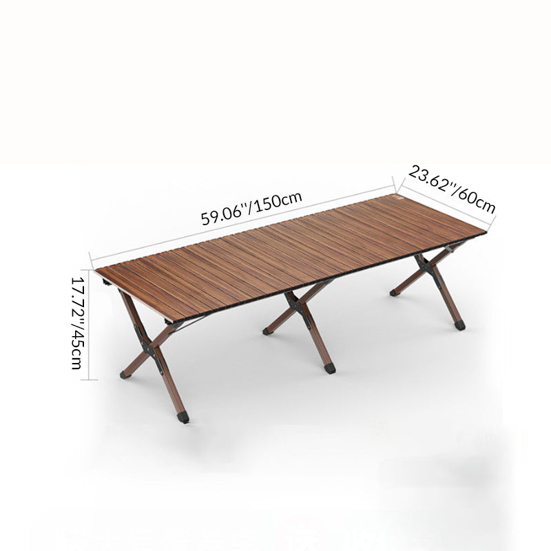 Rechteckiger, klappbarer Outdoor-Kaffeetisch aus Kohlenstoffstahl mit einer Ablage für den Garten