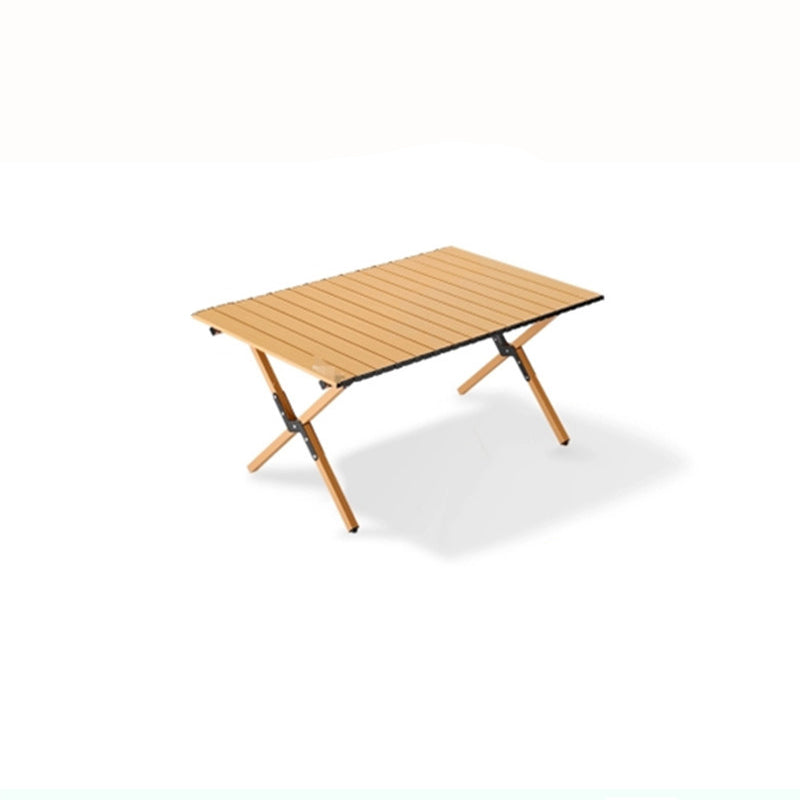 Rechteckiger, klappbarer Outdoor-Kaffeetisch aus Kohlenstoffstahl mit einer Ablage für den Garten
