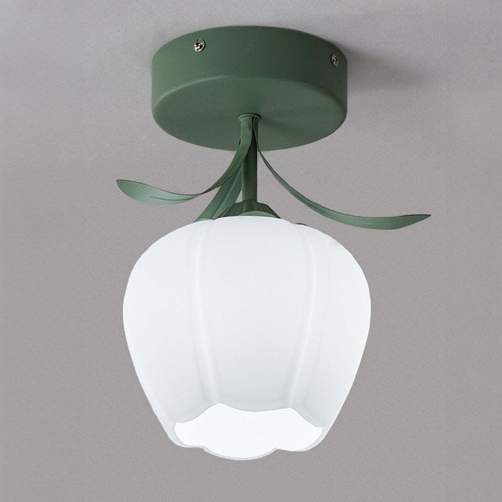Deckenleuchte mit floralem Glasschirmdesign