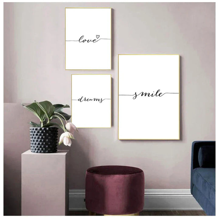 Tägliche Inspirationswörter Wandkunst Feine Kunst Leinwanddrucke Liebe Lächeln Süße Träume Zitate Poster Schwarz Weiß Bilder Für Wohnzimmer Schlafzimmer Kunst Dekor