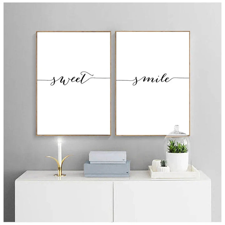 Tägliche Inspirationswörter Wandkunst Feine Kunst Leinwanddrucke Liebe Lächeln Süße Träume Zitate Poster Schwarz Weiß Bilder Für Wohnzimmer Schlafzimmer Kunst Dekor