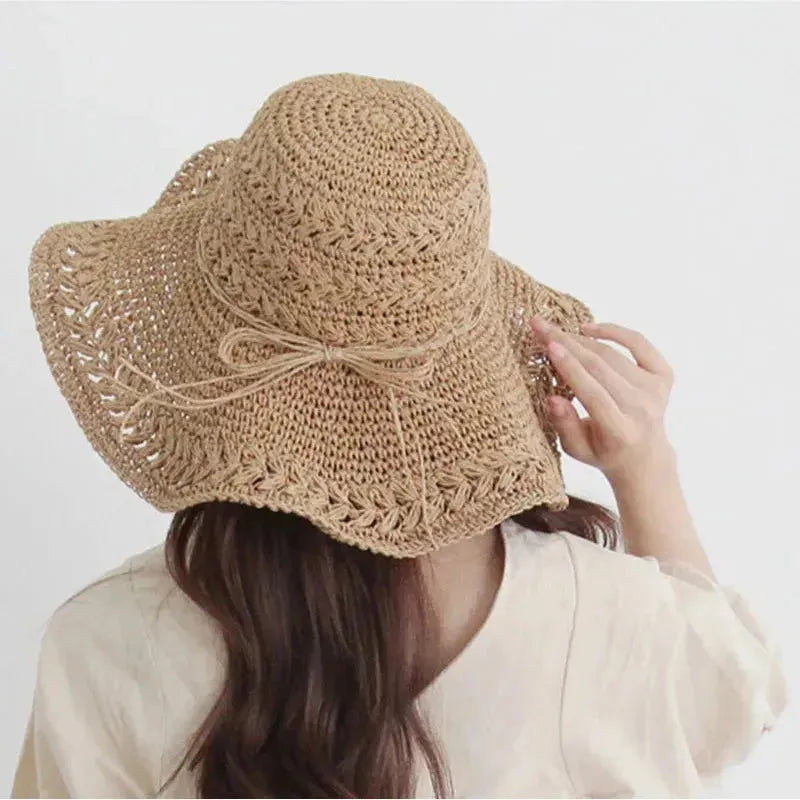 Damen Sonnenhut – Leichter Retro Strohhut für den Strand | Ideal für Sommer und Urlaub | Karnz