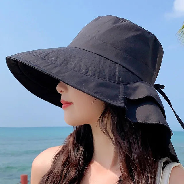 Karnz | SUNNY | Damen Sonnenhut für die Sonne | Breite Krempe UV Nackenschutz | Solar Strandhut Frau