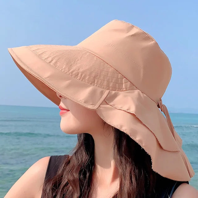 Karnz | SUNNY | Damen Sonnenhut für die Sonne | Breite Krempe UV Nackenschutz | Solar Strandhut Frau