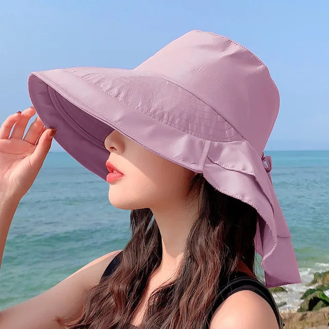 Karnz | SUNNY | Damen Sonnenhut für die Sonne | Breite Krempe UV Nackenschutz | Solar Strandhut Frau