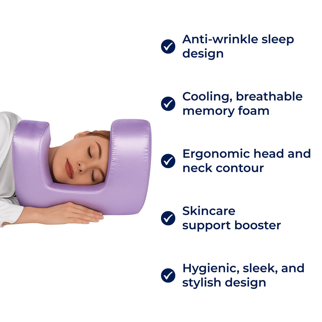 DermSleep | Antifalten-Schönheitspillow – Frischer Memory-Schaum – Ergonomische Kontur – Hautpflegeunterstützung – Seiten- und Rückenschläfer Karnz