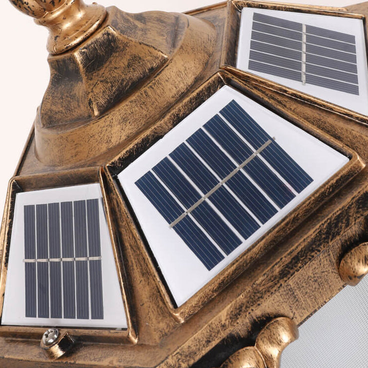 Europäische Retro-Gartenleuchte aus Aluminium-Druckguss, Glas, Solar, wasserdicht, für den Außenbereich