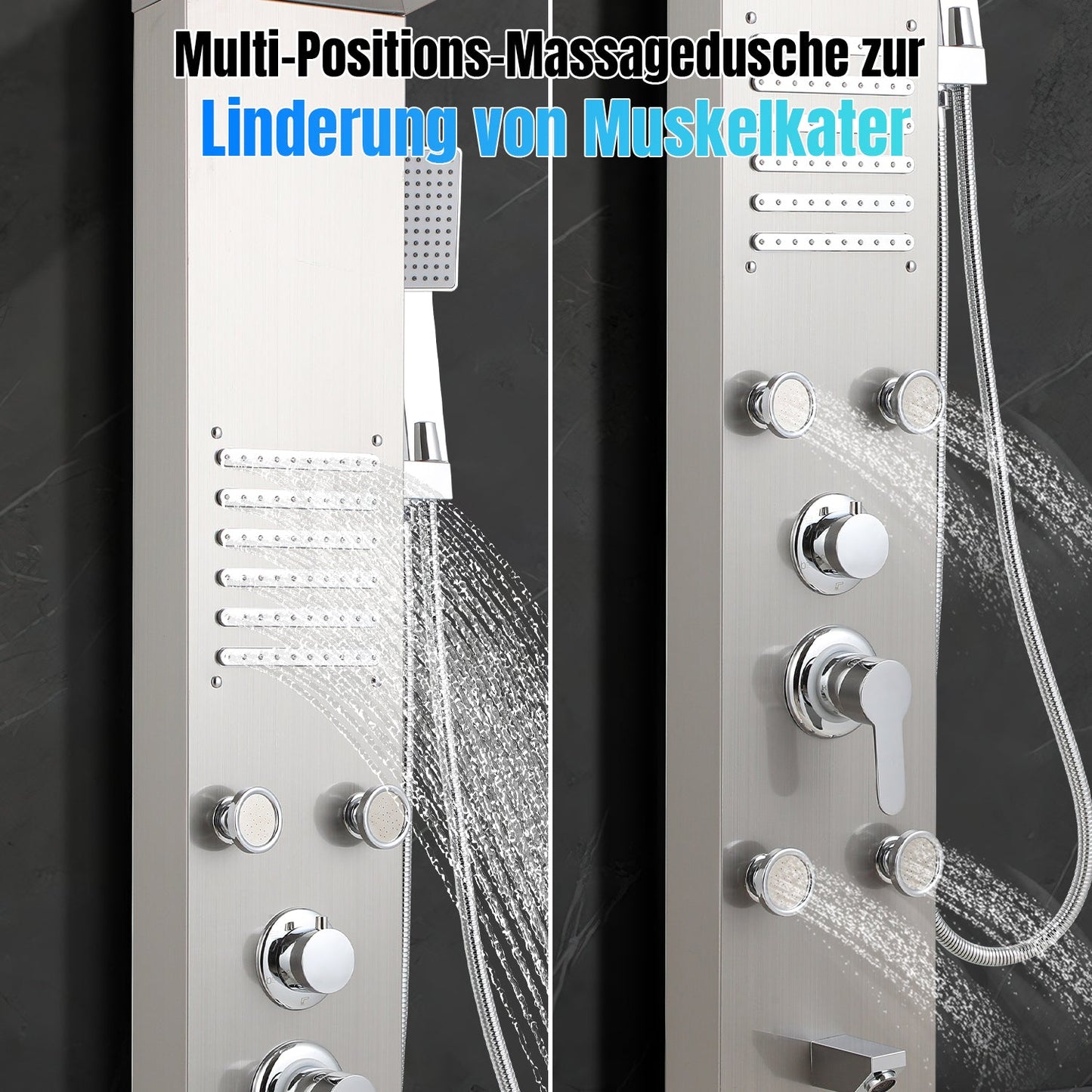 Duschpaneel Edelstahl Wandduschpaneel 5 Funktionen Silber | Karnz
