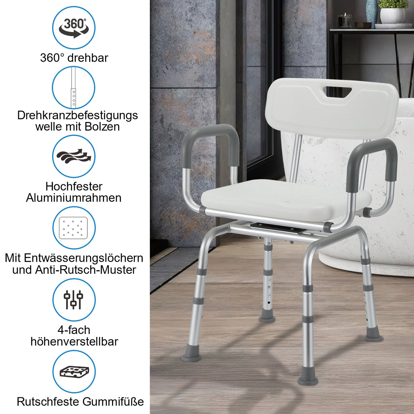Duschstuhl Duschhocker 360°Drehbarer | Karnz