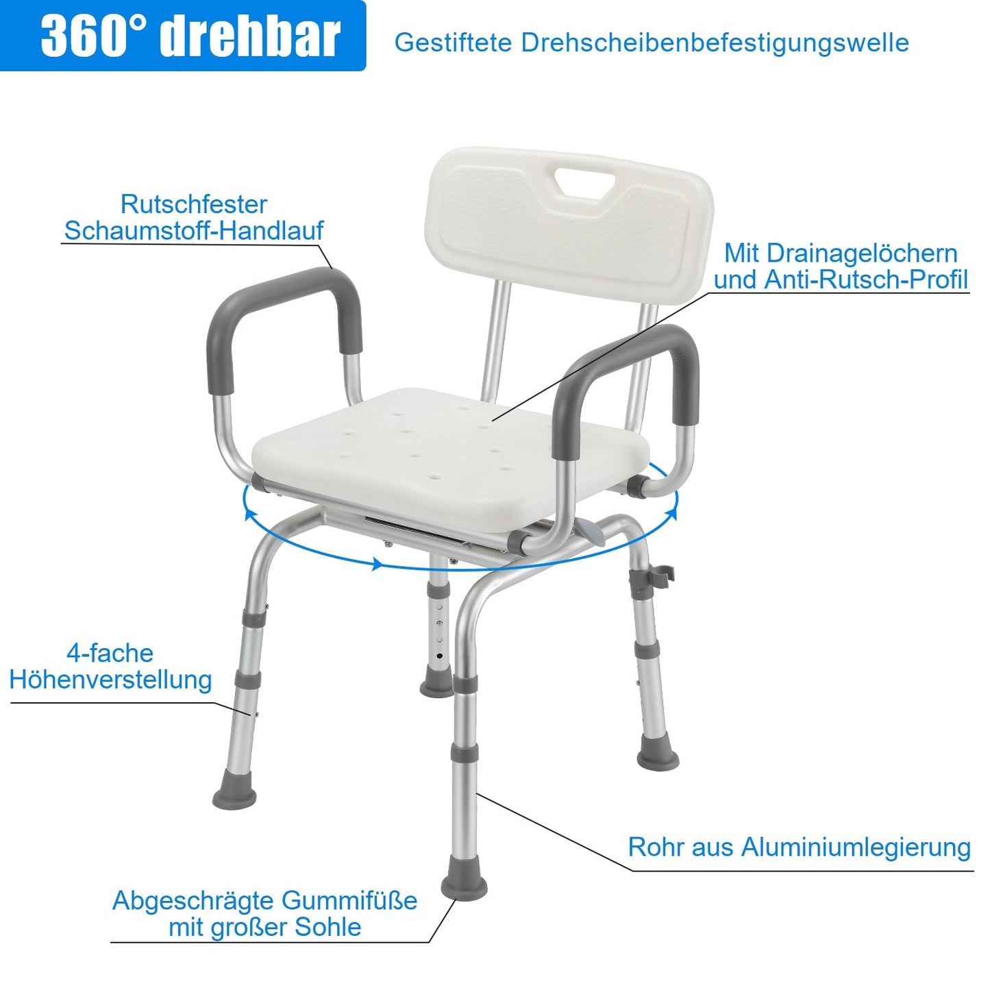 Duschstuhl Duschhocker 360°Drehbarer | Karnz