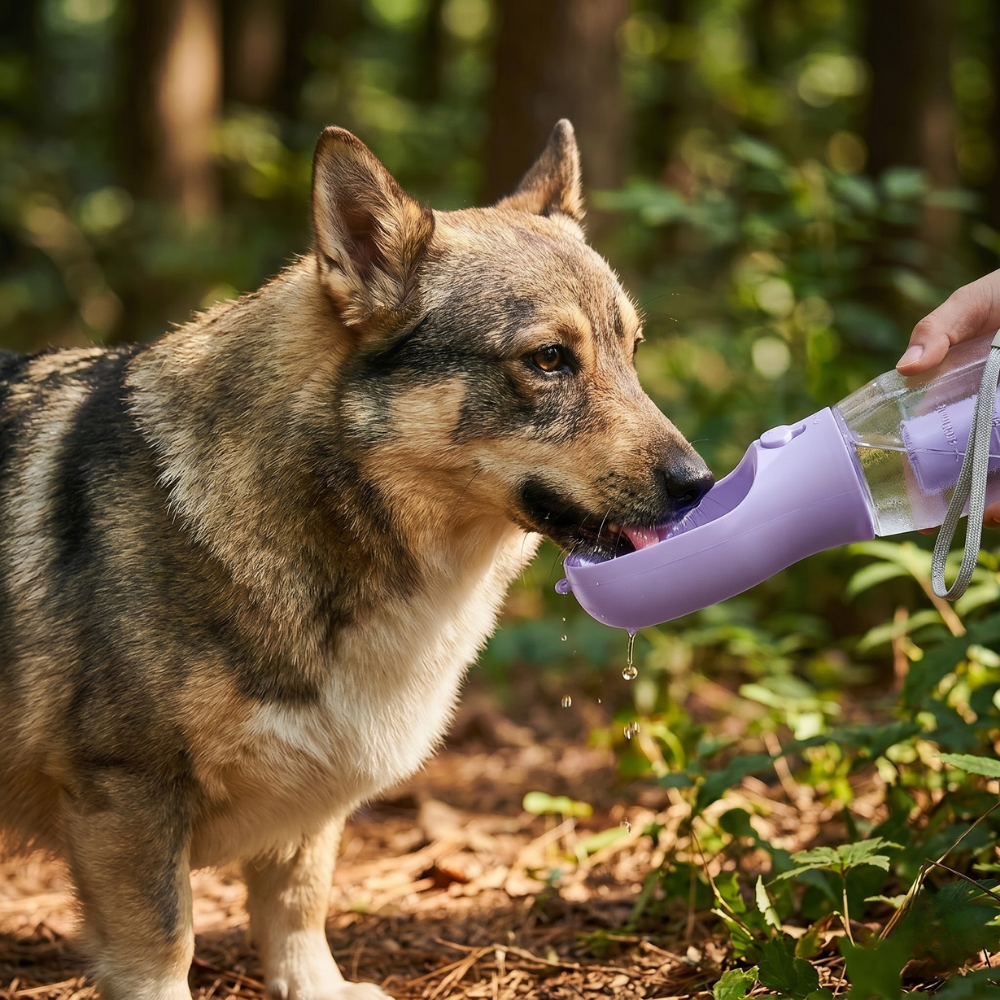 TrailBuddy™ – 3-in-1 Hunde-Trinkflasche mit Futterbox | Karnz