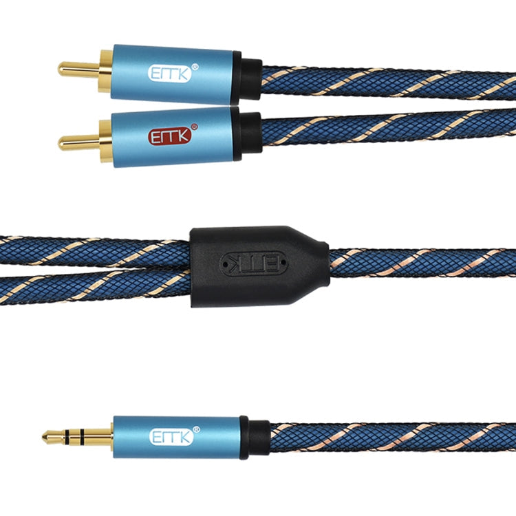 EMK 3,5-mm-Klinkenstecker auf 2 x RCA-Stecker, vergoldetes Lautsprecherkabel, Kabellänge: 5 m (Dunkelblau)