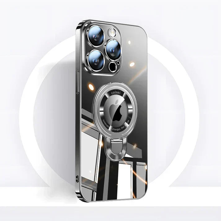 Karnz | iPhone MagSafe Serie | Transparente elektroplattierte rotierende Ständer-Handyhülle