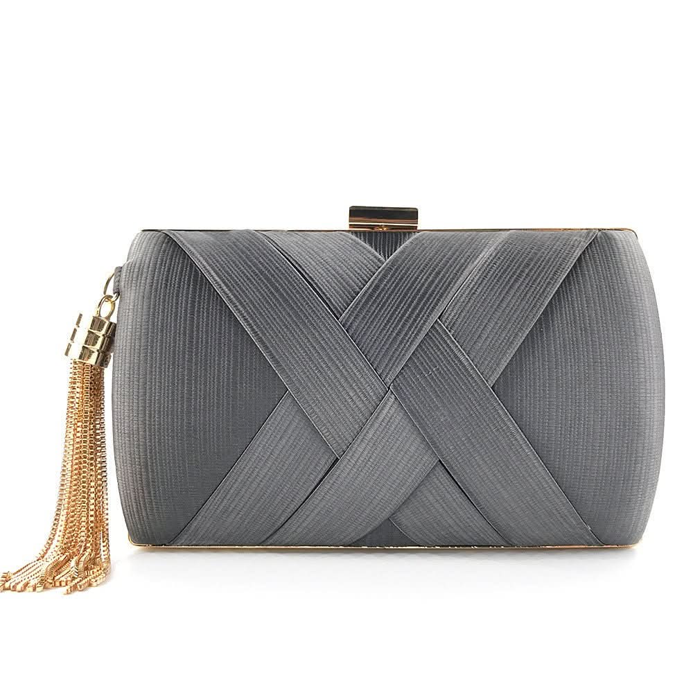Bellavine Satin-Abendclutch | Luxuriöse Quastenhandtasche für Hochzeiten, Galas und elegante Abende