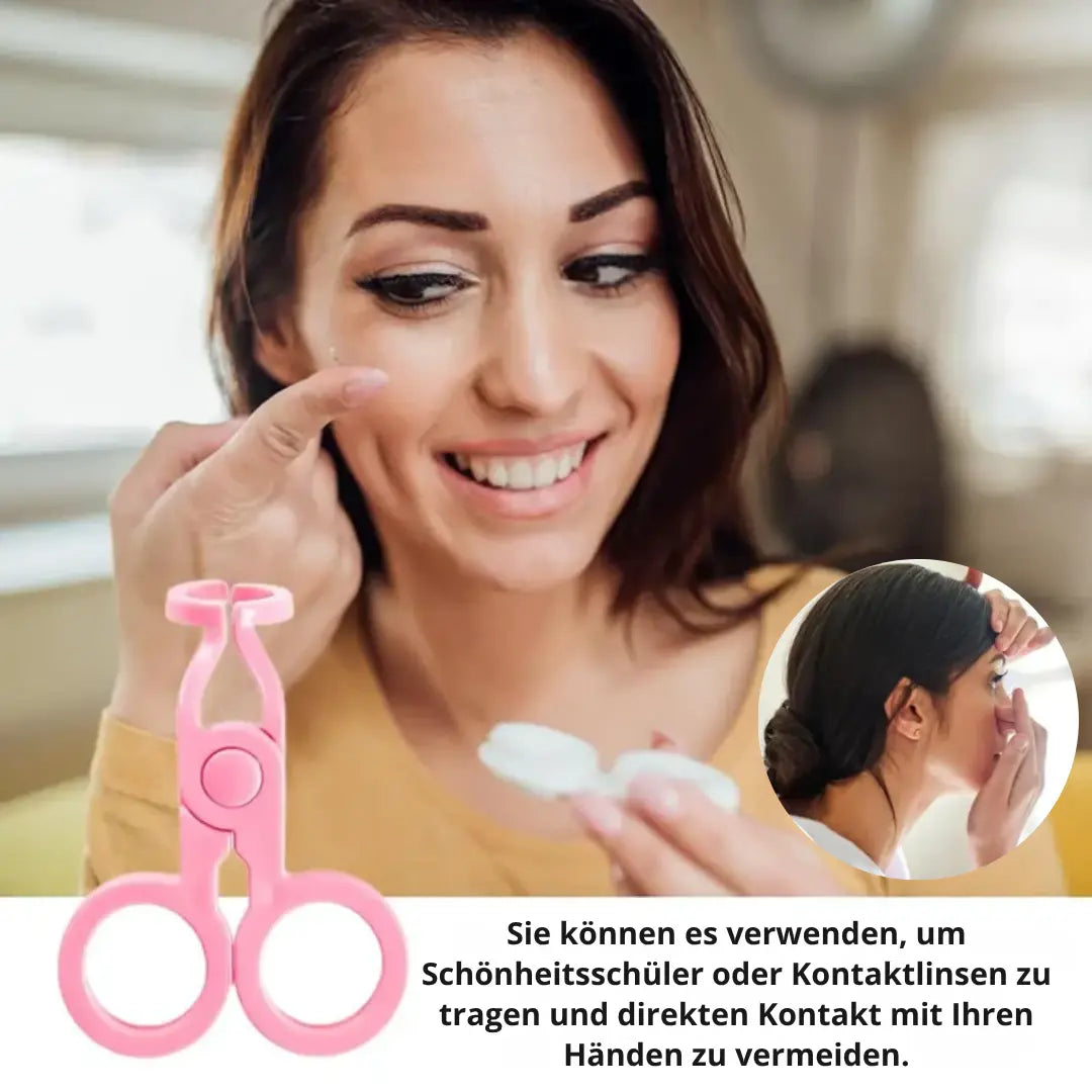 Einsetzhilfe für Kontaktlinsen – Incl. Deckelöffner für weiche & harte Linsen