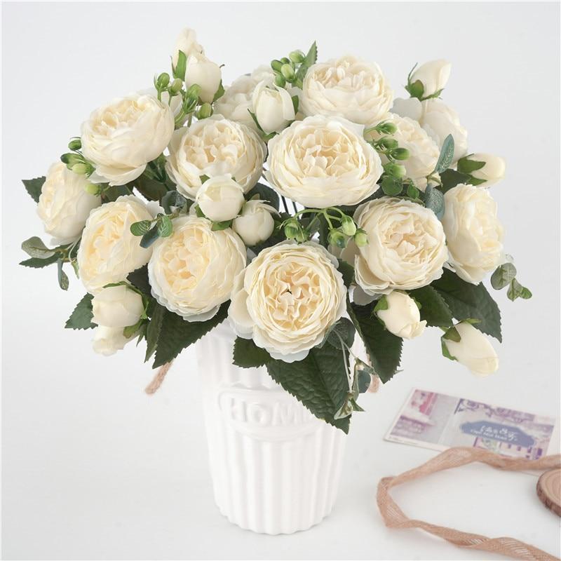 Elegante Pfingstrosen-Blumenkomposition für die Heimdekoration – Hochwertiger Vliesstoff