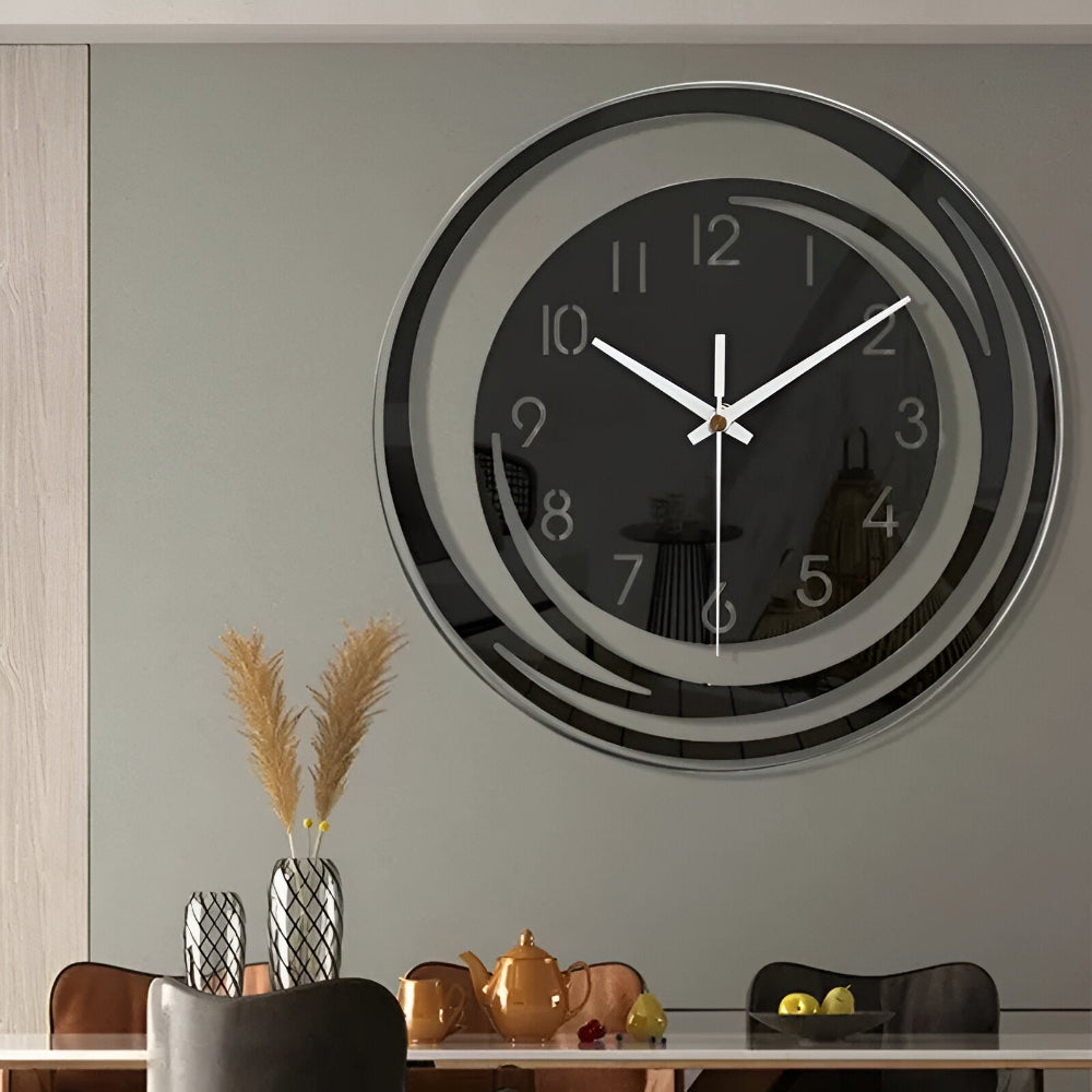 Karnz | Moderne schwarze Acryl-Wanduhr im skandinavischen Design 30 cm
