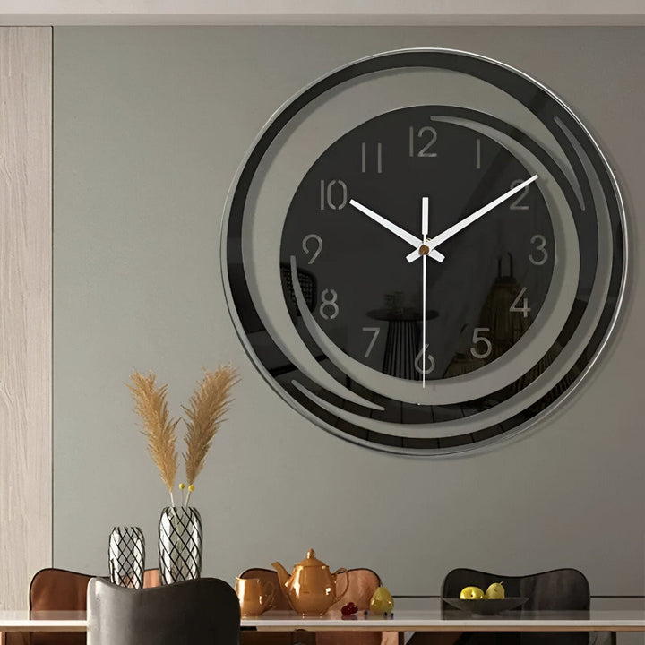 Karnz | Moderne schwarze Acryl-Wanduhr im skandinavischen Design 30 cm