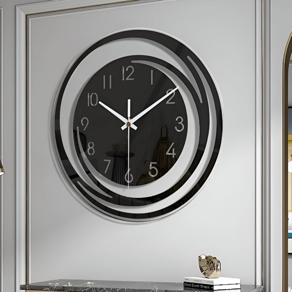 Karnz | Moderne schwarze Acryl-Wanduhr im skandinavischen Design 30 cm