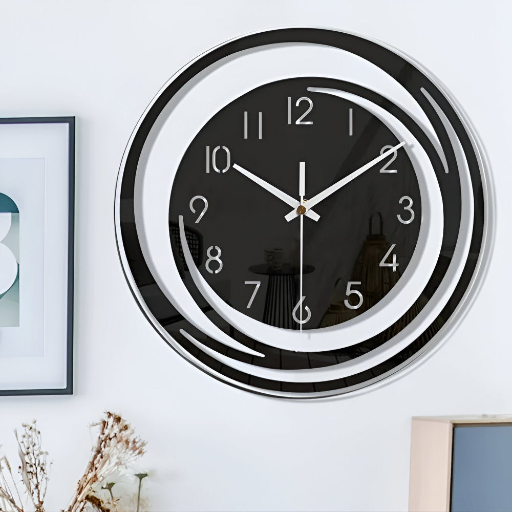Karnz | Moderne schwarze Acryl-Wanduhr im skandinavischen Design 30 cm