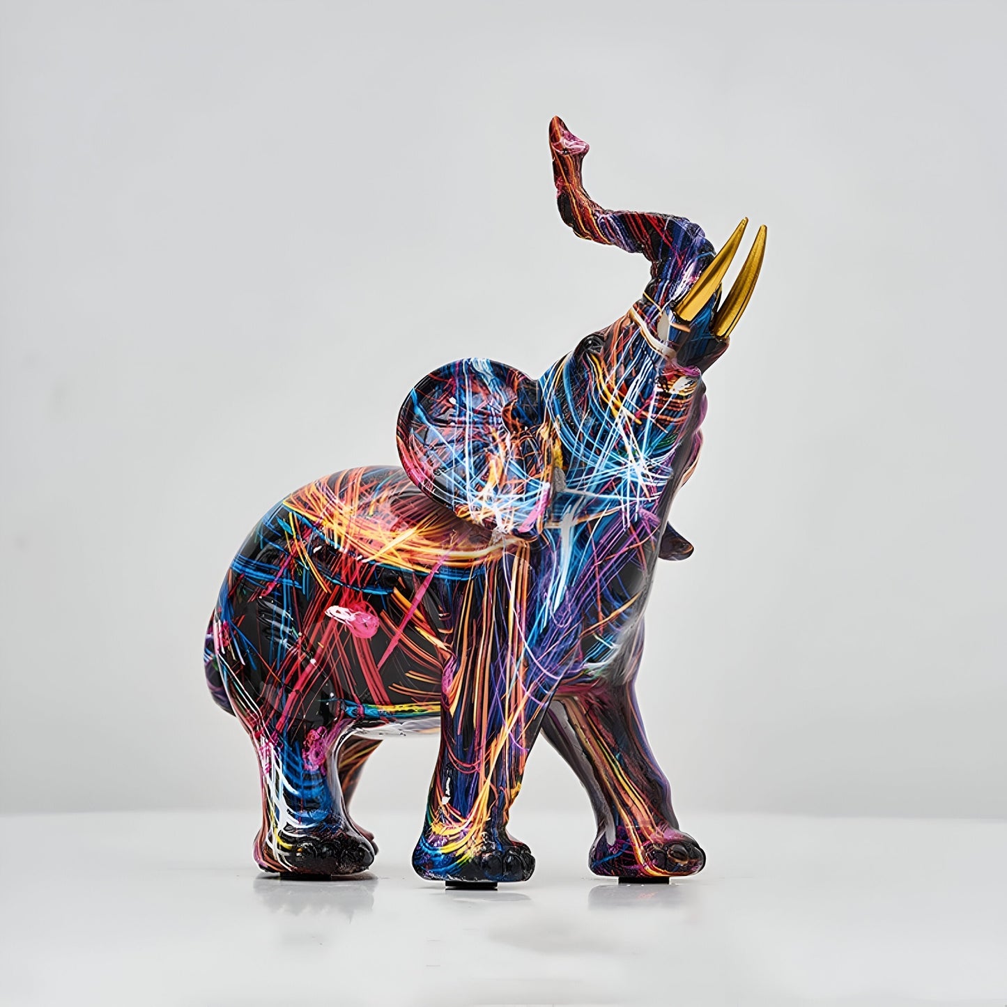 ColorPower Elefantenstatue – Dekorative Statue mit lebhaften Mustern