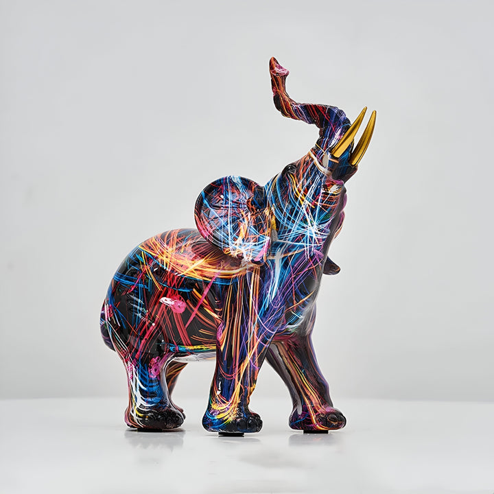 ColorPower Elefantenstatue – Dekorative Statue mit lebhaften Mustern