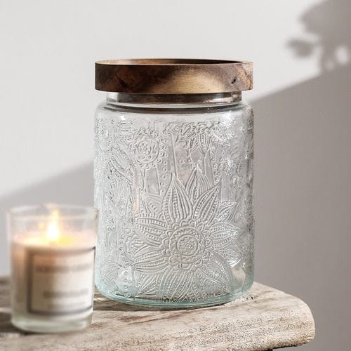 Prägung Blumen Glasbehälter Schüssel