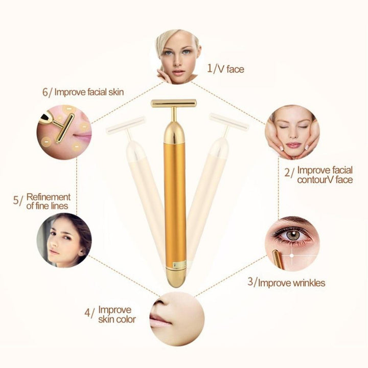 Gesicht T-Bar Gold-Massager | Karnz