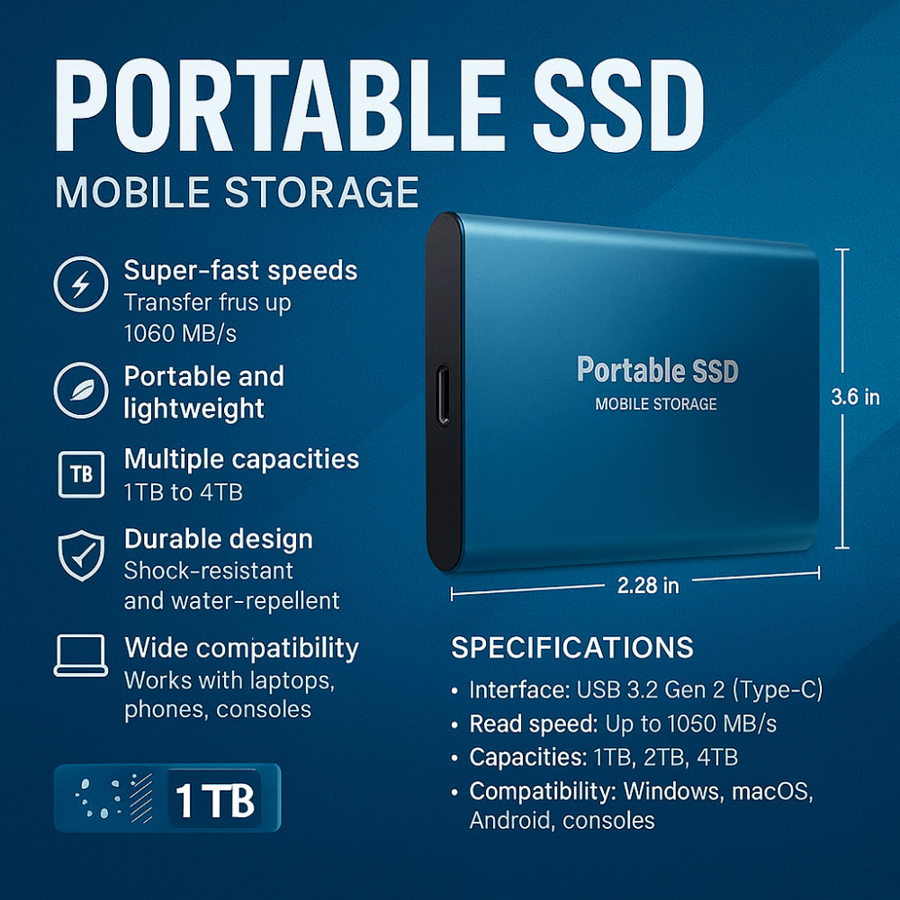Karnz | Externe SSD Festplatte Aluminium Tragbarer Speicher 128GB