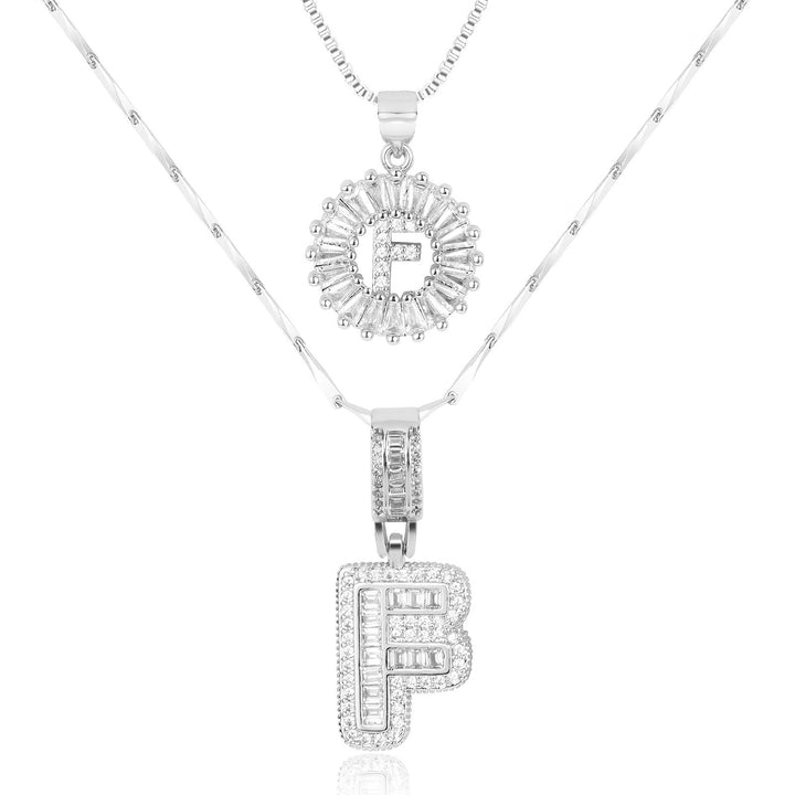 Karnz | 2pc 14k Diamant Buchstaben Initialen Halsketten