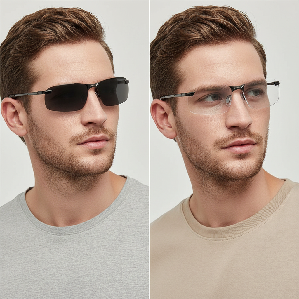 Karnz | Polarisierte Photochrome Sonnenbrille | UV400 Schutz | Automatische Lichtanpassung (Tag & Nacht) | Intelligente Blendreduktion für Autofahrer & Outdoor