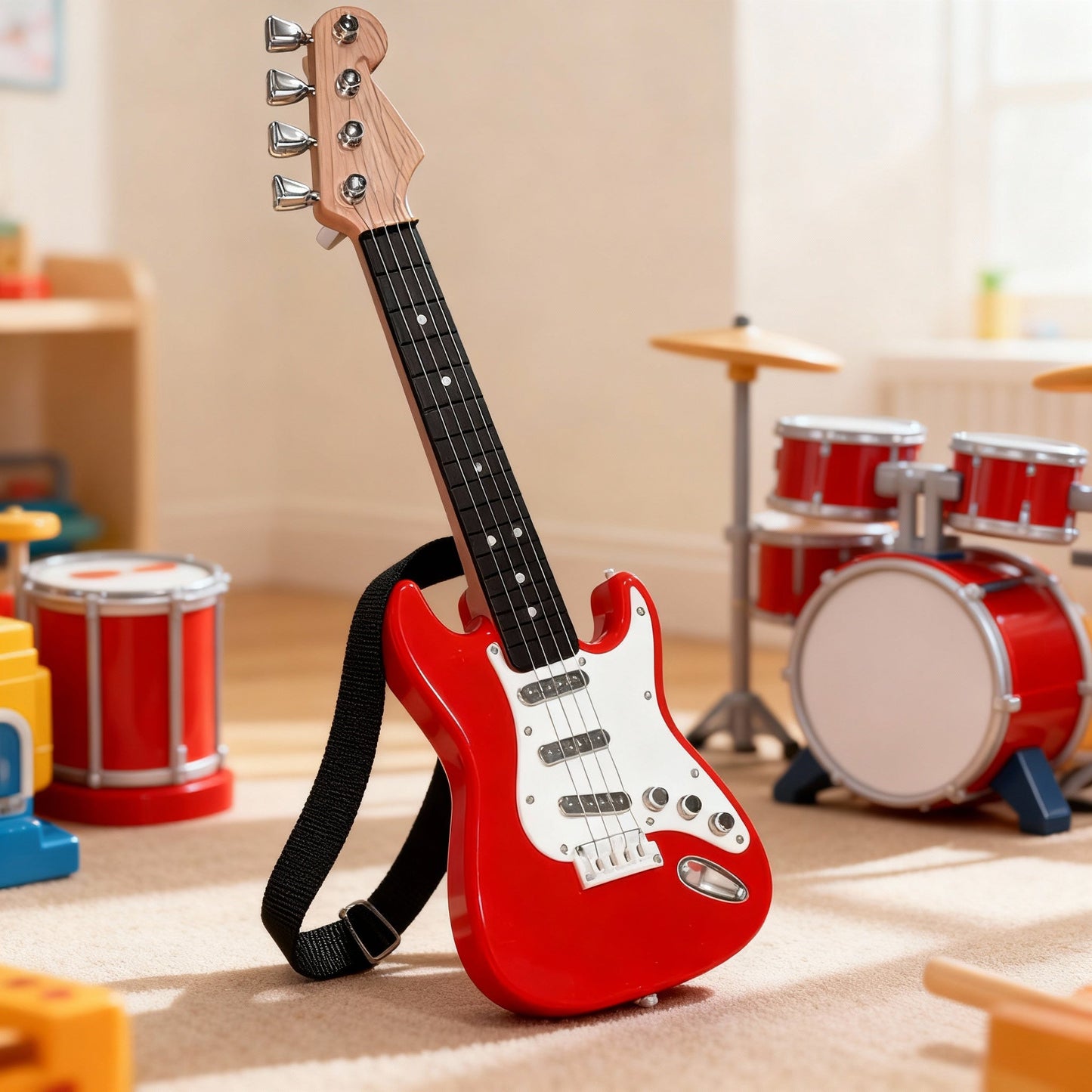 4-saitige E-Gitarre für Kinder | Tragbares Musikinstrument aus ABS-Kunststoff mit pädagogischem Wert