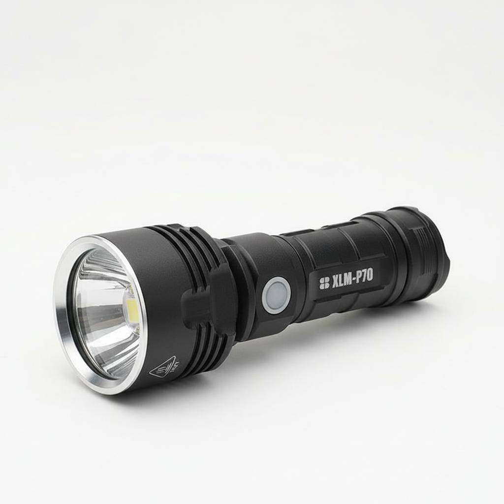 Karnz | MS18 Hochleistungs-LED-Taschenlampe | 100.000 Lumen | 18x Cree XHP70 2.0 LEDs | 2,3 km Reichweite | IP56 Wasserdicht | OLED-Statusdisplay | Inkl. Akku-Pack