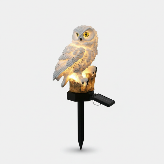 Karnz | OwlGlow Solar-Gartenleuchte | Autarke LED-Außenbeleuchtung | Integrierter Dämmerungssensor | IP65 Wetterfest | 45cm Erdspieß | Dekorative Eulen-Optik