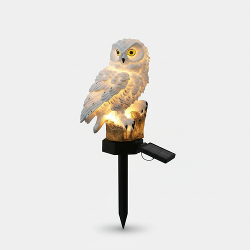 Karnz | OwlGlow Solar-Gartenleuchte | Autarke LED-Außenbeleuchtung | Integrierter Dämmerungssensor | IP65 Wetterfest | 45cm Erdspieß | Dekorative Eulen-Optik
