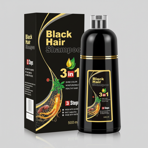 Karnz | Black Hair Dye Shampoo | 3-in-1 Ayurveda-Formel: Färben, Pflegen & Reinigen | Natürliche Grauhaarabdeckung in 5 Minuten | Ammoniakfrei & Schonend