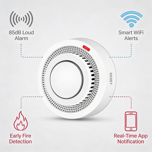 Intelligenter WLAN-Rauchmelder mit 85 dB – SafeSense
