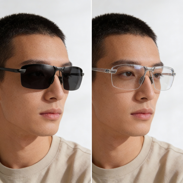 Karnz | Polarisierte Photochrome Sonnenbrille | UV400 Schutz | Automatische Lichtanpassung (Tag & Nacht) | Intelligente Blendreduktion für Autofahrer & Outdoor