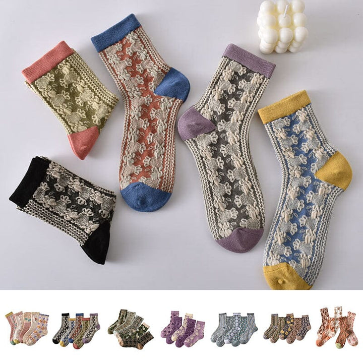 Damen-Baumwollsocken mit Blumenmuster (10 Paar)
