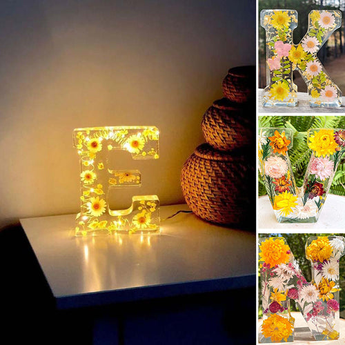 Sandsberg | Harz-Blumen-Nachtlicht | LED-Deko-Lampe in Buchstabenform