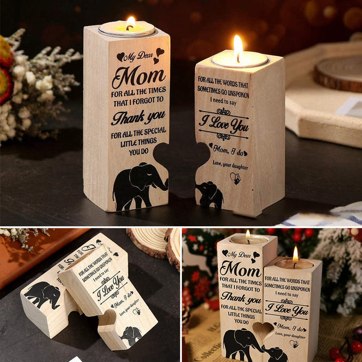 Smile A Lot More - Holz Teelichthalter mit Kerze Geschenk für Ihre Lieben | Karnz