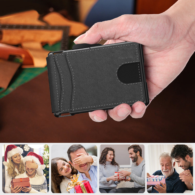 Kartenfächer aus PU-Leder im Business-Stil für Herren mit AirTag-Funktion