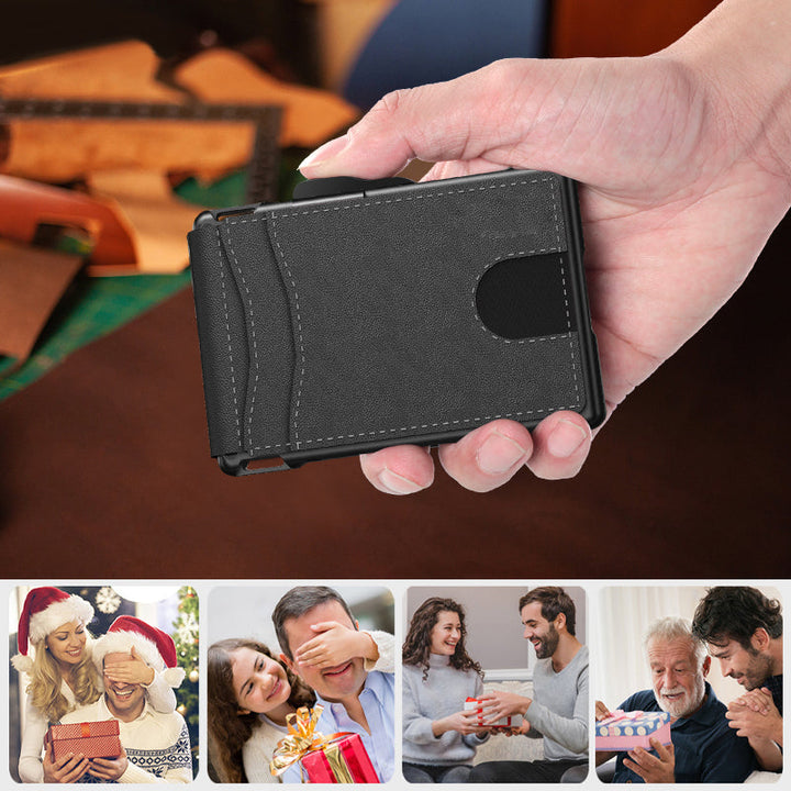 Kartenfächer aus PU-Leder im Business-Stil für Herren mit AirTag-Funktion