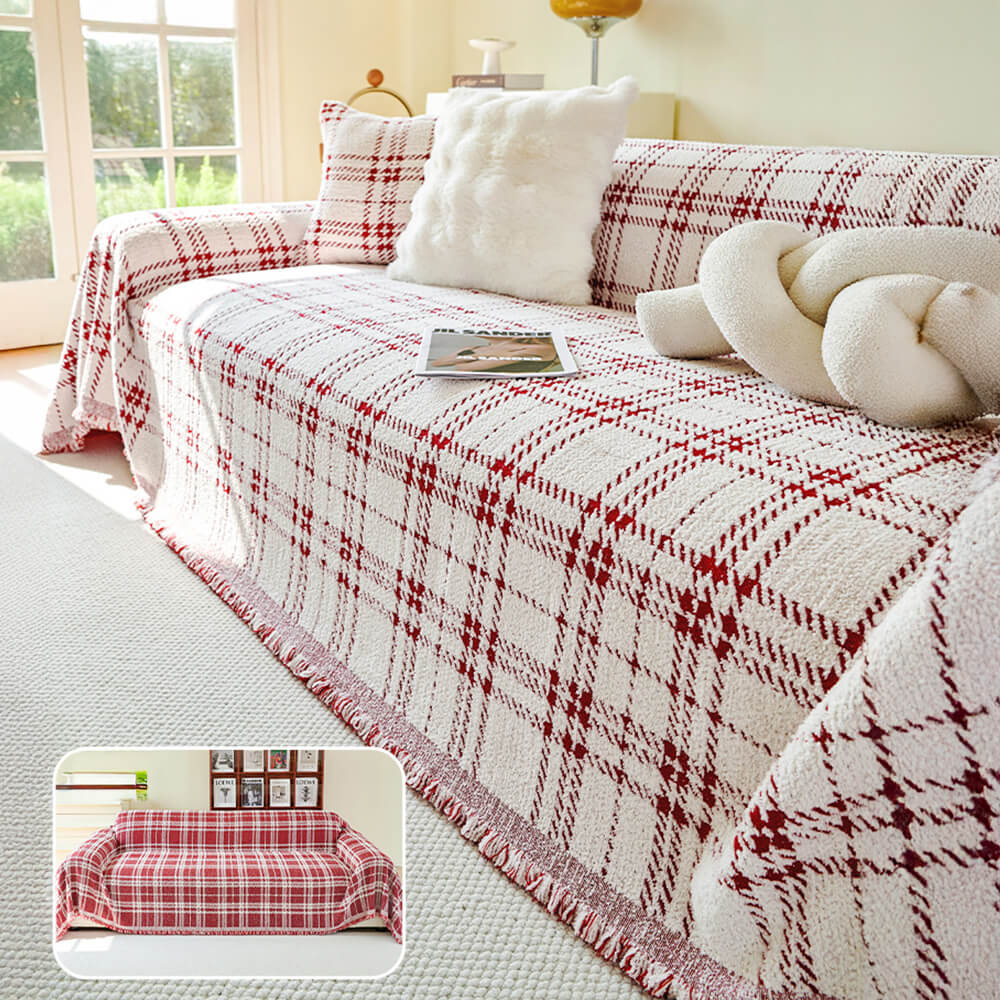 Klassische Karierte Wendbare Kratzfeste Couchdecke Plüsch | Karnz